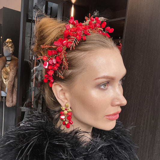 Siam in Coral Earrings